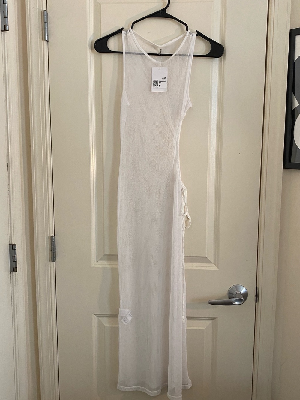 White Sheer Side-Tie Maxi Dress